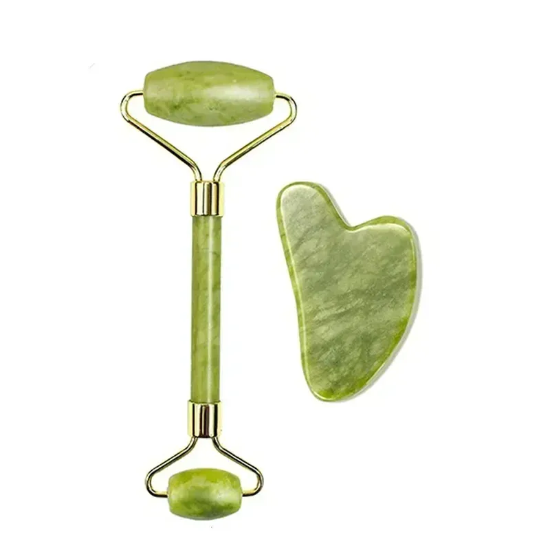 Rouleau de jade naturel pour le visage et le cou, en pierre naturelle, avec pierre Gua Sha 10