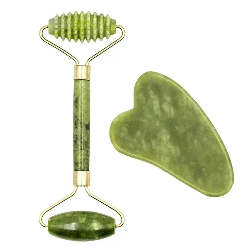 Rouleau de jade naturel pour le visage et le cou, en pierre naturelle, avec pierre Gua Sha 15