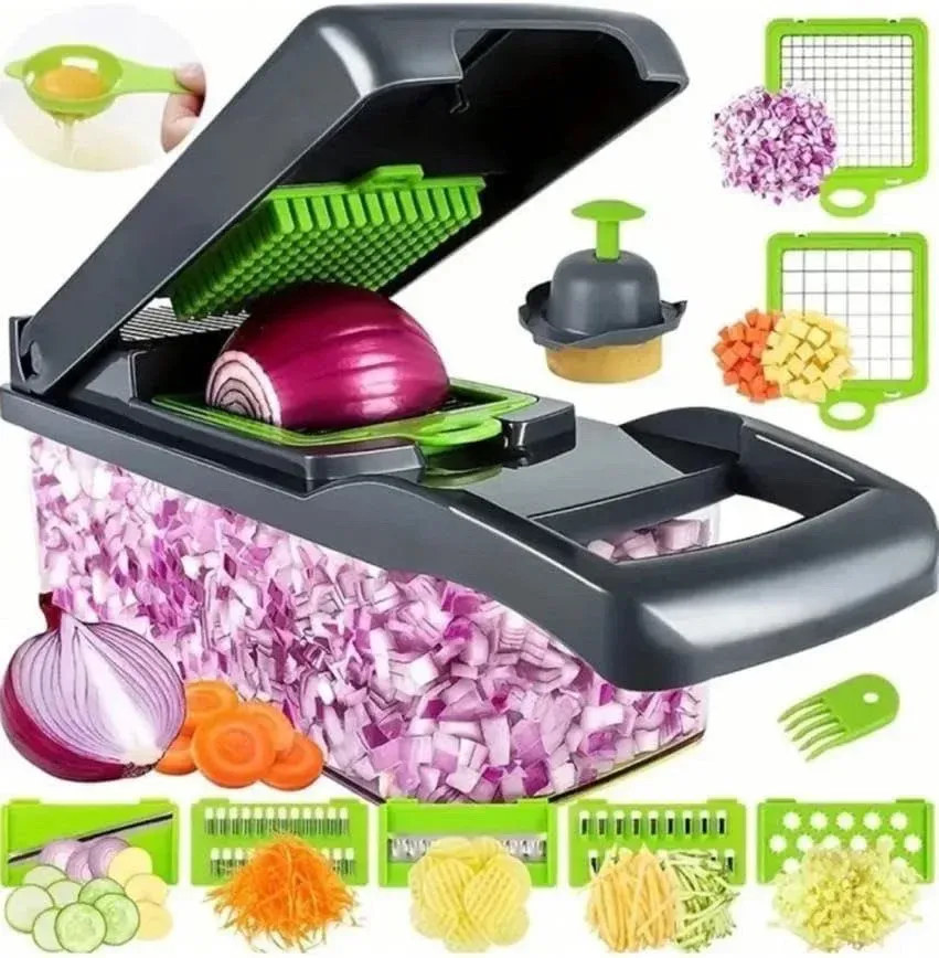 Hachoir à légumes multifonctionnel avec poignée, râpe et trancheur, modèle D479 8