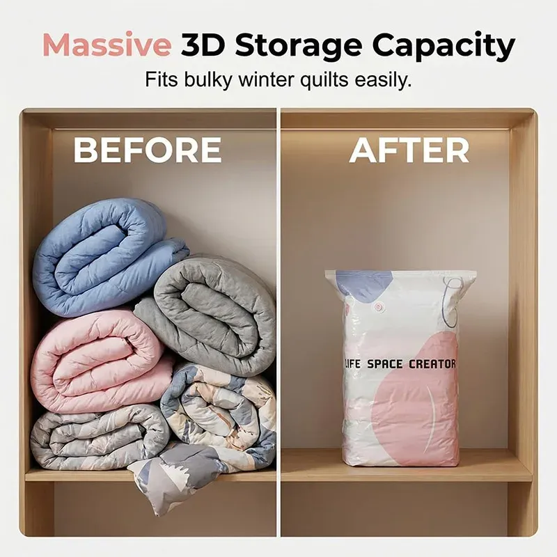 Sacs de rangement sous vide pour vêtements, couettes et bagages – Épais, grande capacité, sans pompe, gain de place 5