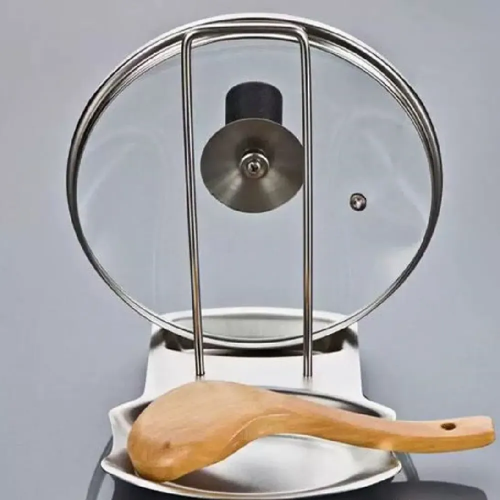 Support de couvercle de casserole en acier inoxydable, range-ustensiles et rangement de cuisine multifonctionnel pour usage domestique 2