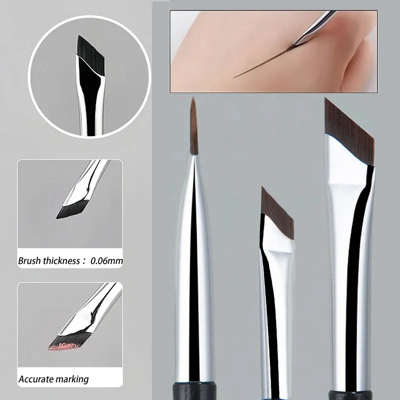Brosse eyeliner à lame améliorée, brosse à sourcils plate ultra fine à angle fin pour le contour des yeux, brosse de détail précise - Image 1