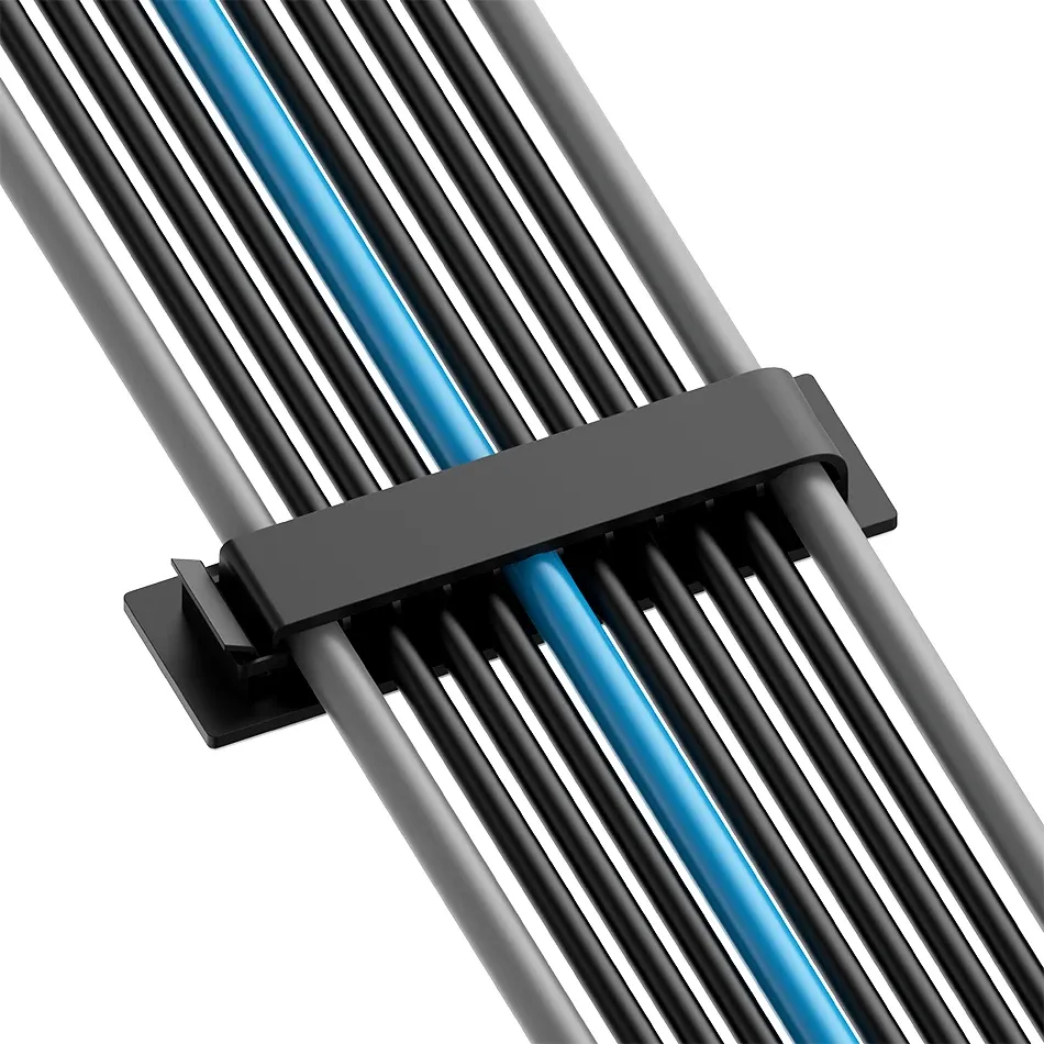Détail des clips adhésifs de l'organisateur de câbles