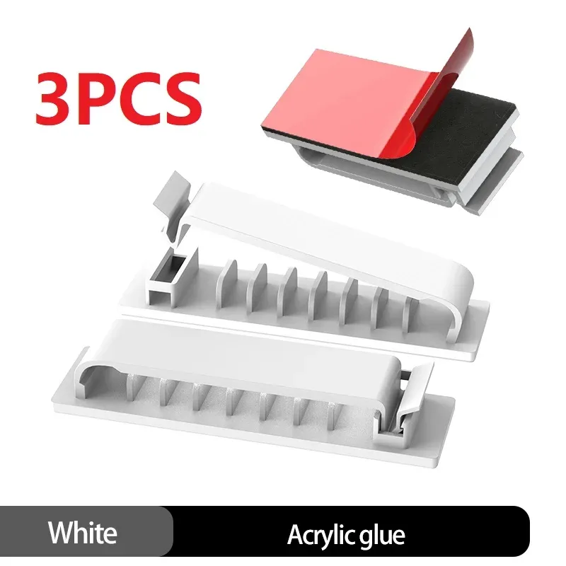 Organisateur de câbles auto-adhésif, lot de 1/3/5, 5/8/10 emplacements, clips de fixation pour bureau, téléviseur, PC et câbles Ethernet sous bureau, gestion des câbles USB 8