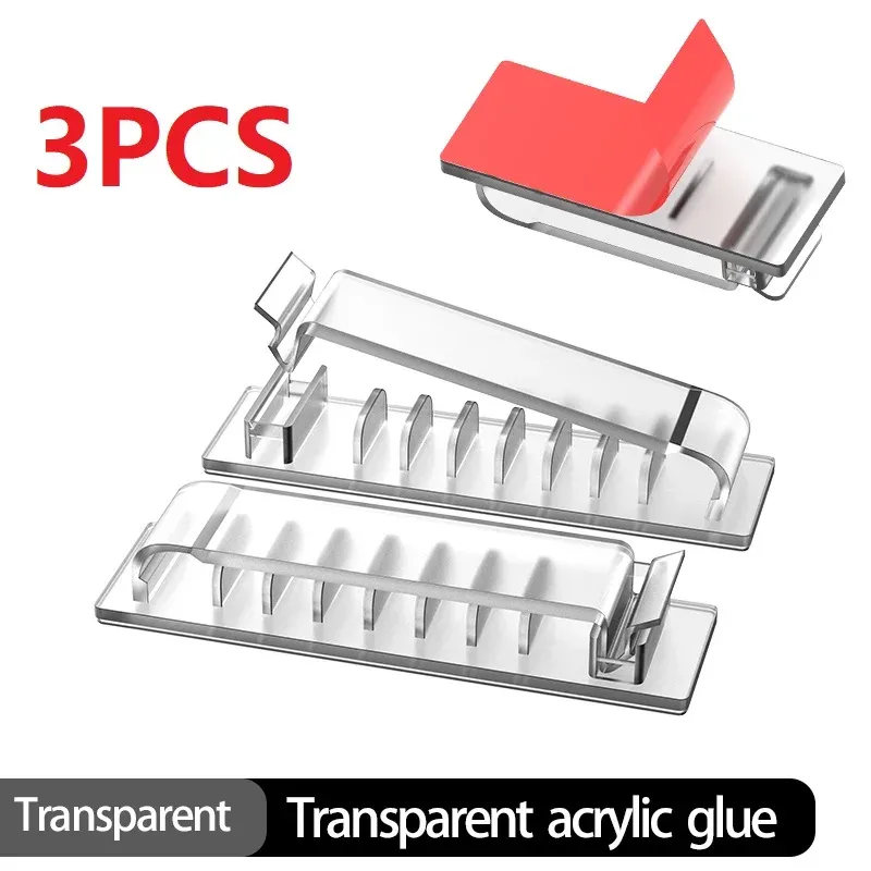 Organisateur de câbles auto-adhésif, lot de 1/3/5, 5/8/10 emplacements, clips de fixation pour bureau, téléviseur, PC et câbles Ethernet sous bureau, gestion des câbles USB 7