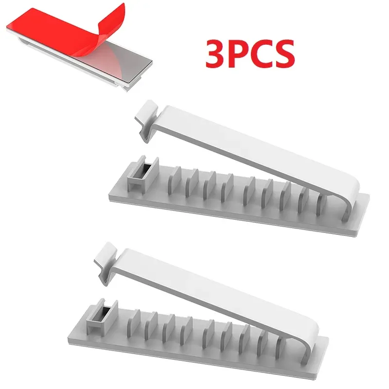 Organisateur de câbles auto-adhésif, lot de 1/3/5, 5/8/10 emplacements, clips de fixation pour bureau, téléviseur, PC et câbles Ethernet sous bureau, gestion des câbles USB 9