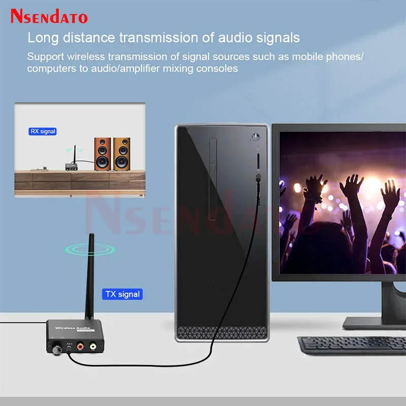 Adaptateur audio Wi-Fi numérique 2,4 GHz avec émetteur-récepteur audio sans fil 50 m et sortie R/L AUX 3,5 mm pour TV Box, lecteur DVD et PC 4