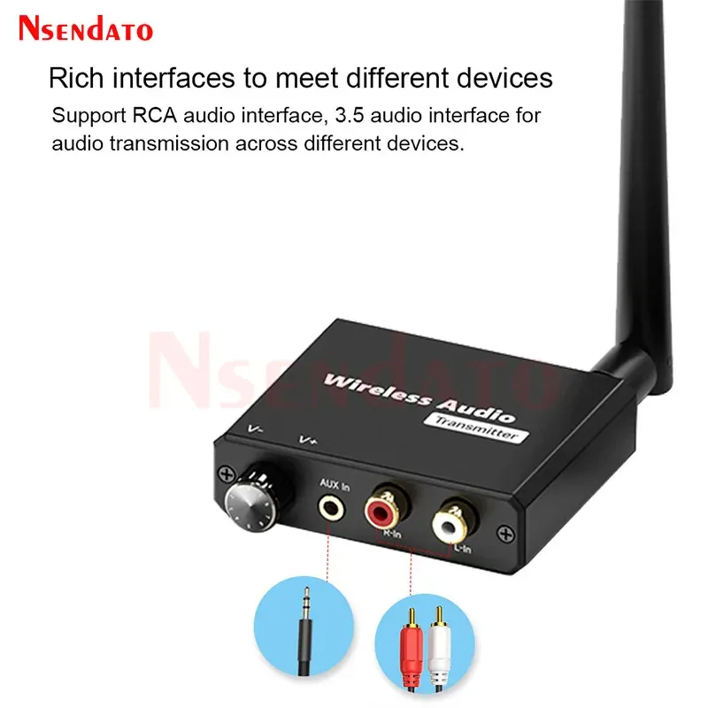 Adaptateur audio Wi-Fi numérique 2,4 GHz avec émetteur-récepteur audio sans fil 50 m et sortie R/L AUX 3,5 mm pour TV Box, lecteur DVD et PC 5
