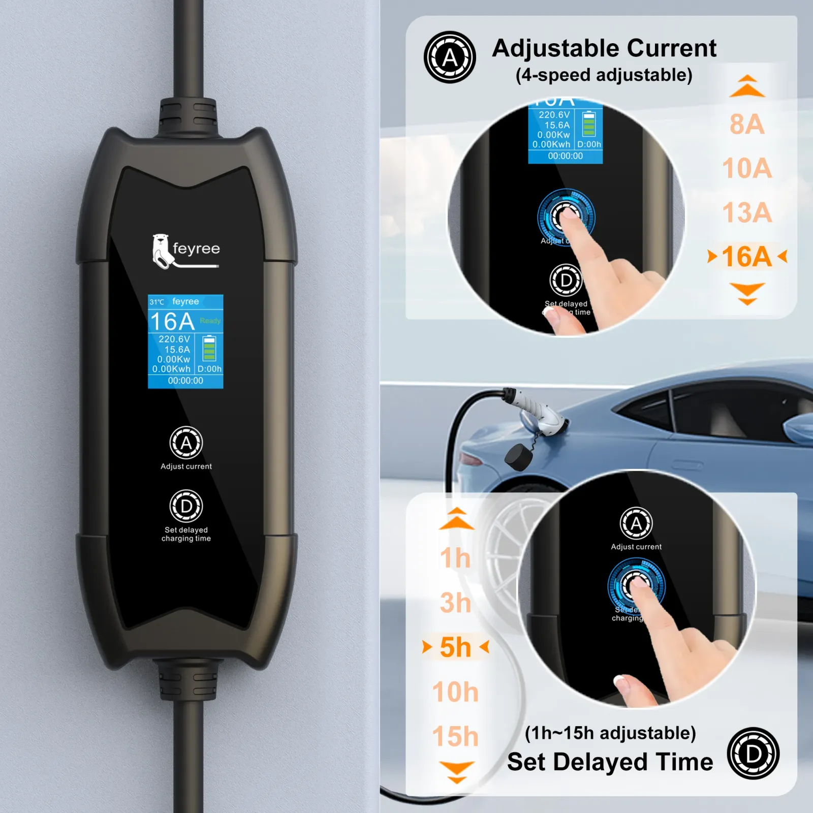 Chargeur EV portable, finition soignée
