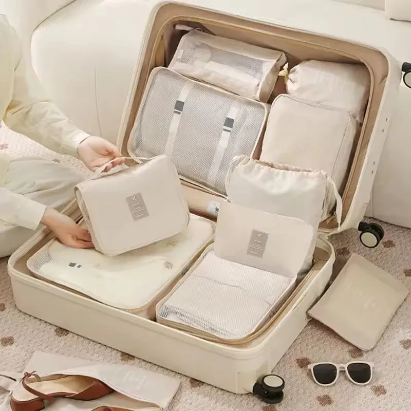 Ensemble de cubes d'emballage et sacs de rangement pour valise : organisation des vêtements, articles de toilette et chaussures 6