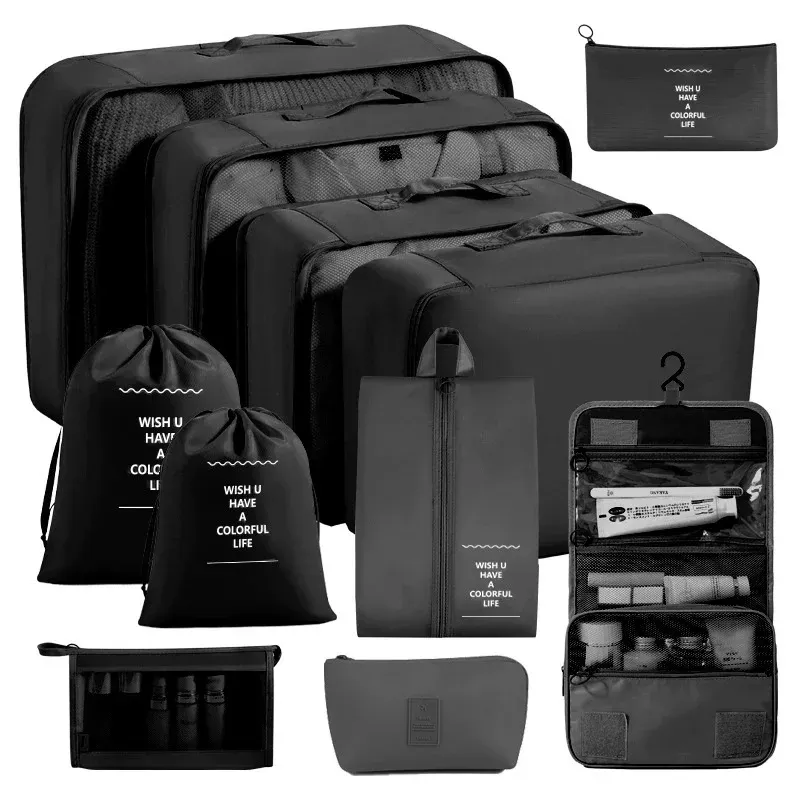Ensemble de cubes d'emballage et sacs de rangement pour valise : organisation des vêtements, articles de toilette et chaussures 33