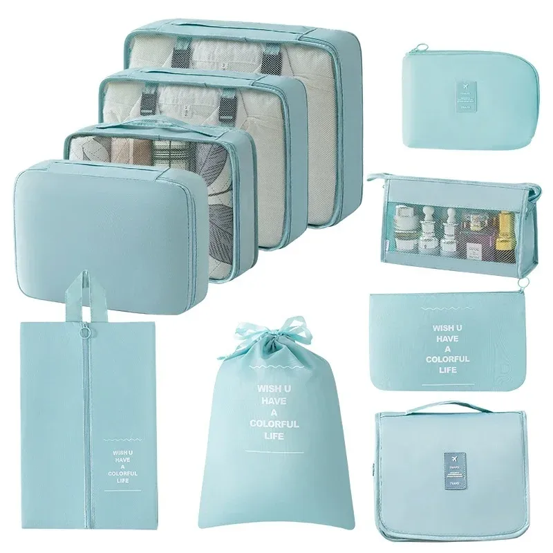 Ensemble de cubes d'emballage et sacs de rangement pour valise : organisation des vêtements, articles de toilette et chaussures 24