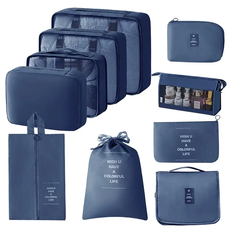 Ensemble de cubes d'emballage et sacs de rangement pour valise : organisation des vêtements, articles de toilette et chaussures 23