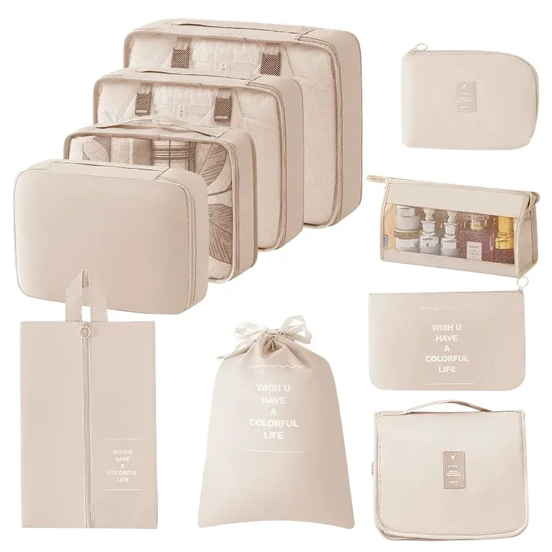 Ensemble de cubes d'emballage et sacs de rangement pour valise : organisation des vêtements, articles de toilette et chaussures 28