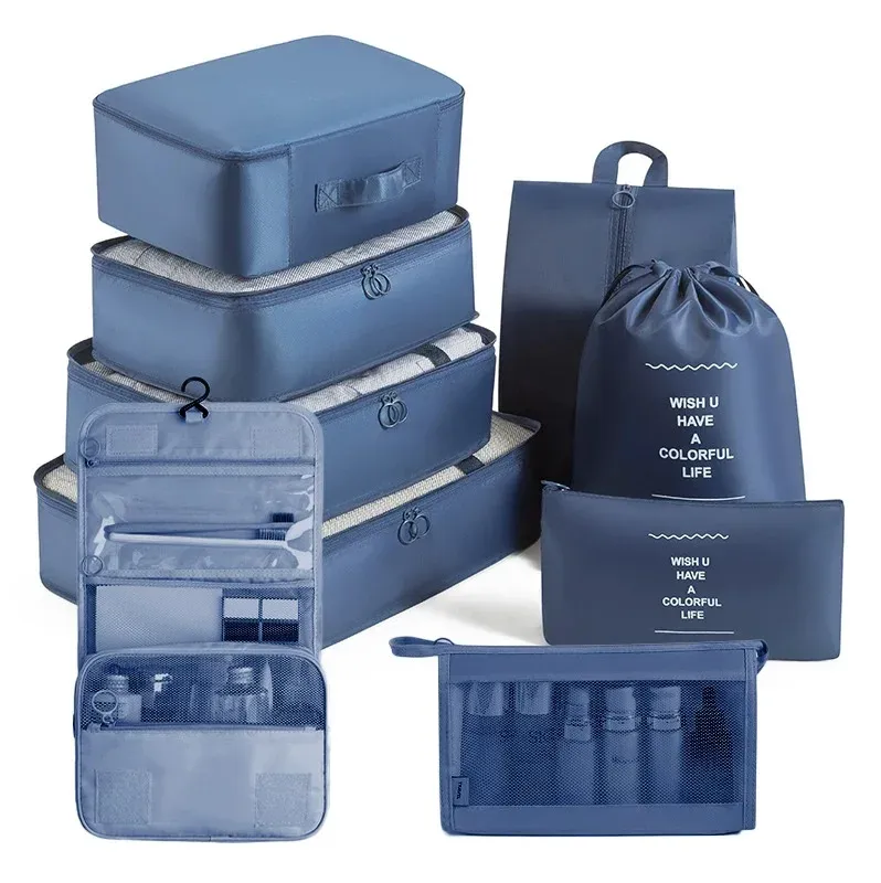 Ensemble de cubes d'emballage et sacs de rangement pour valise : organisation des vêtements, articles de toilette et chaussures 17