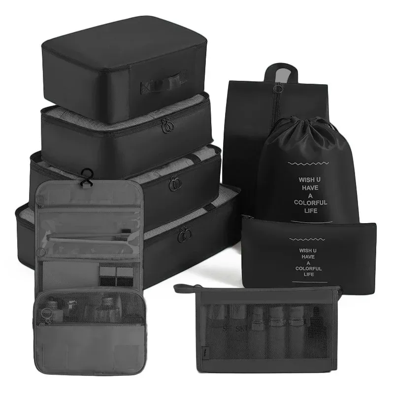 Ensemble de cubes d'emballage et sacs de rangement pour valise : organisation des vêtements, articles de toilette et chaussures 16