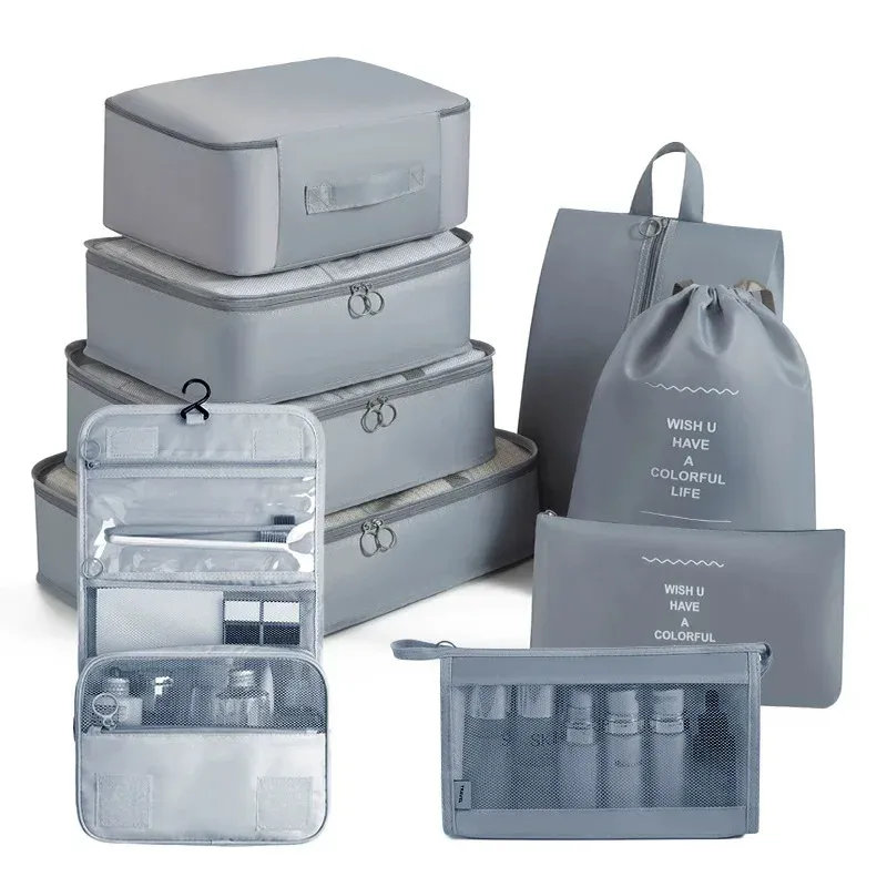 Ensemble de cubes d'emballage et sacs de rangement pour valise : organisation des vêtements, articles de toilette et chaussures 15