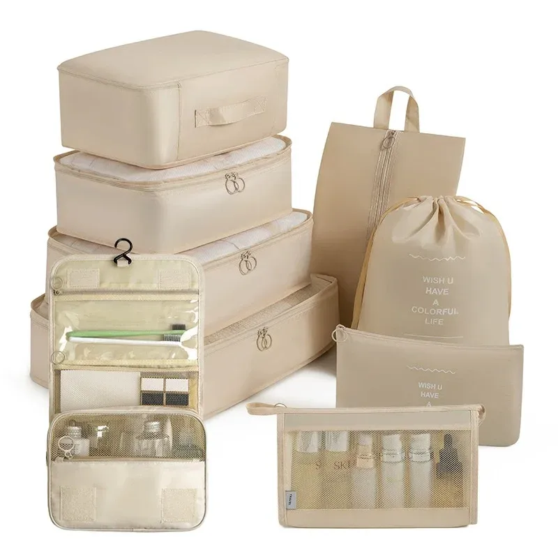 Ensemble de cubes d'emballage et sacs de rangement pour valise : organisation des vêtements, articles de toilette et chaussures 22