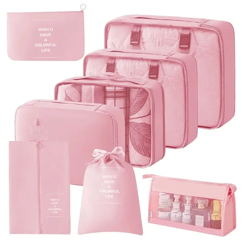 Ensemble de cubes d'emballage et sacs de rangement pour valise : organisation des vêtements, articles de toilette et chaussures 21