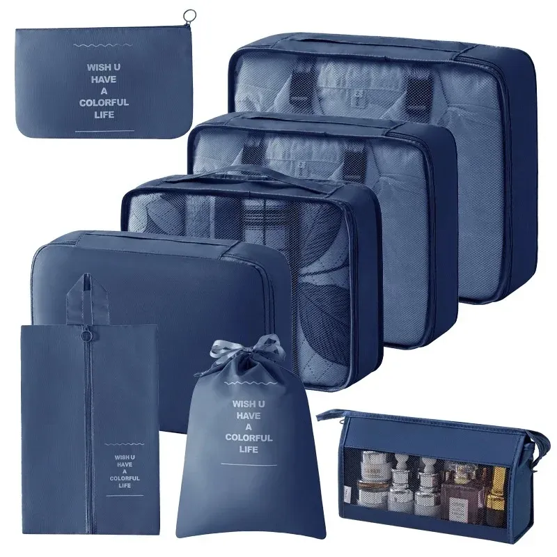 Ensemble de cubes d'emballage et sacs de rangement pour valise : organisation des vêtements, articles de toilette et chaussures 19