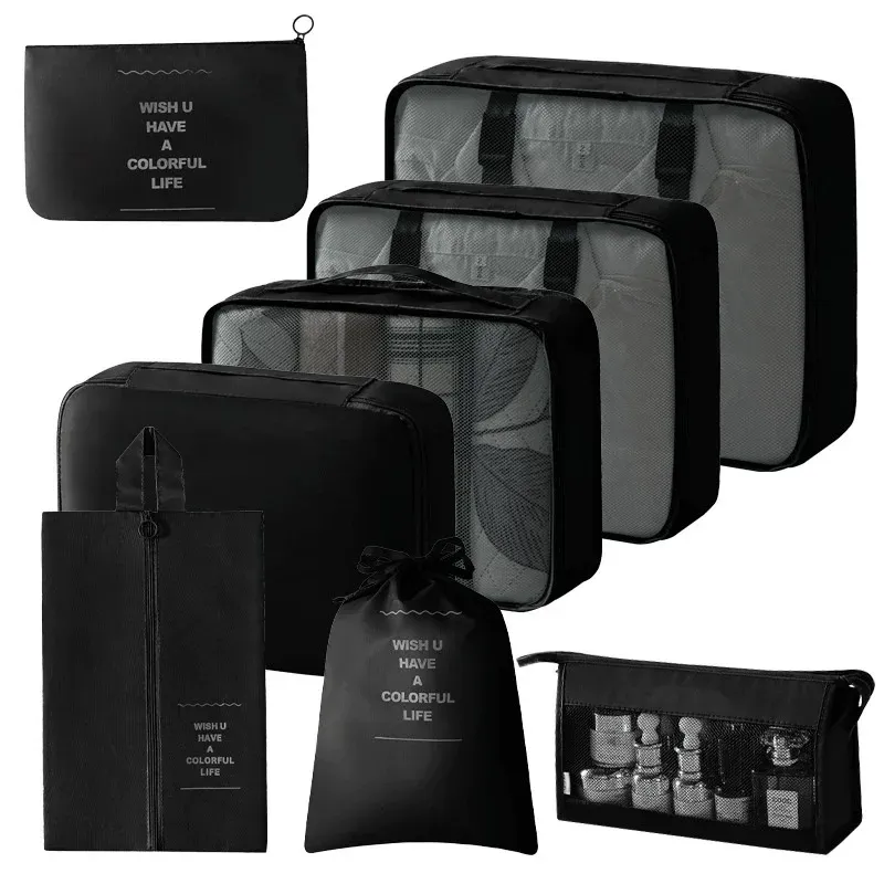 Ensemble de cubes d'emballage et sacs de rangement pour valise : organisation des vêtements, articles de toilette et chaussures 10