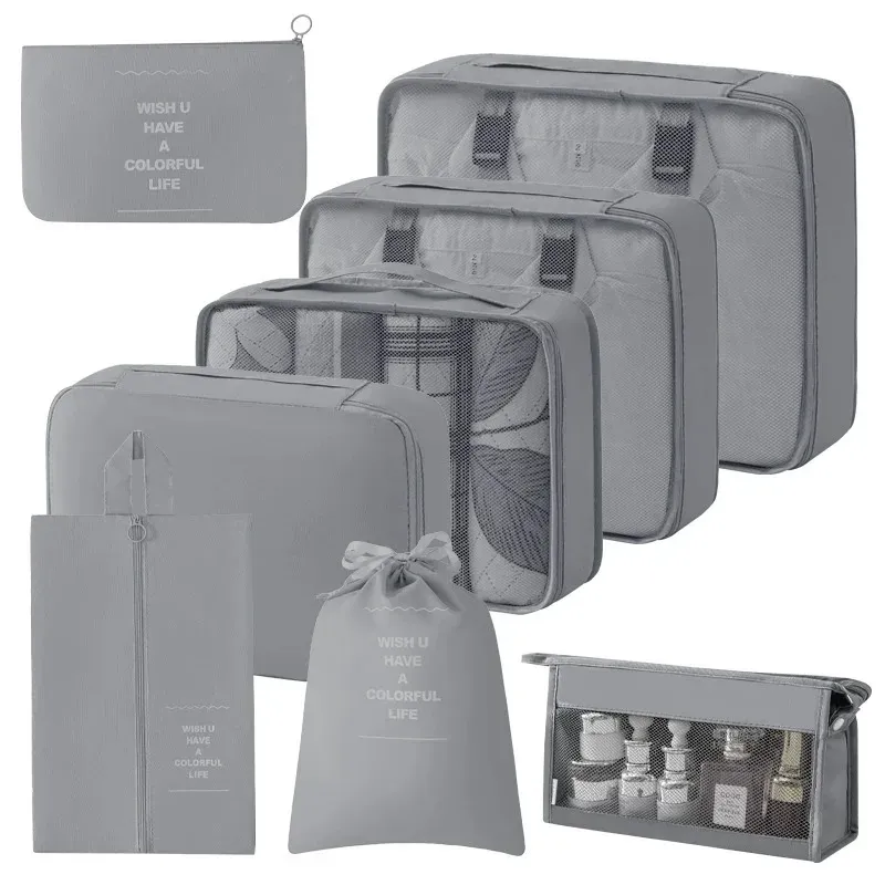 Ensemble de cubes d'emballage et sacs de rangement pour valise : organisation des vêtements, articles de toilette et chaussures 9