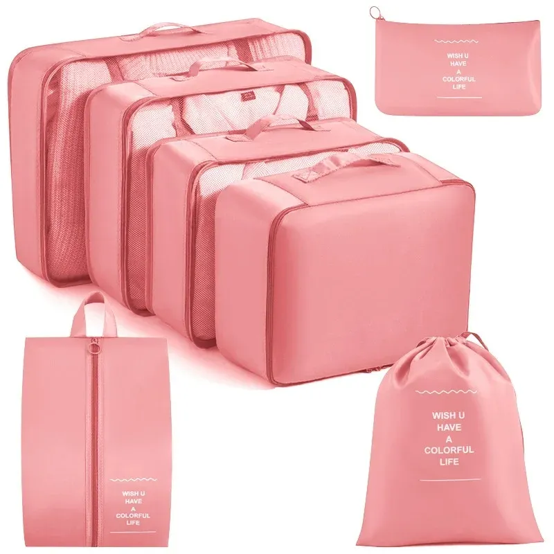 Ensemble de cubes d'emballage et sacs de rangement pour valise : organisation des vêtements, articles de toilette et chaussures 7