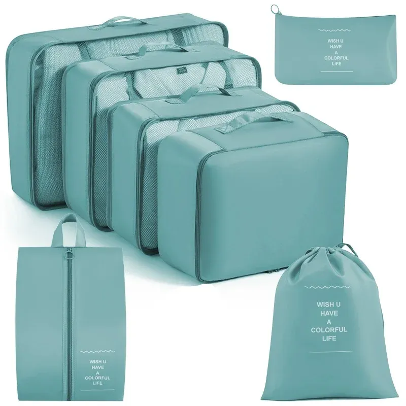 Ensemble de cubes d'emballage et sacs de rangement pour valise : organisation des vêtements, articles de toilette et chaussures 14