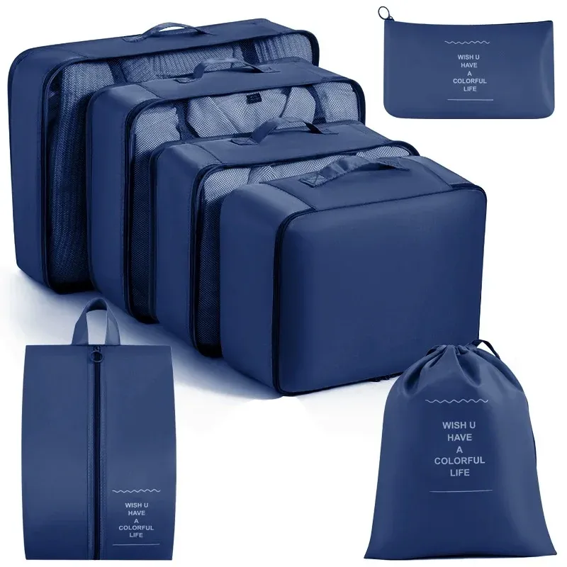 Ensemble de cubes d'emballage et sacs de rangement pour valise : organisation des vêtements, articles de toilette et chaussures 13