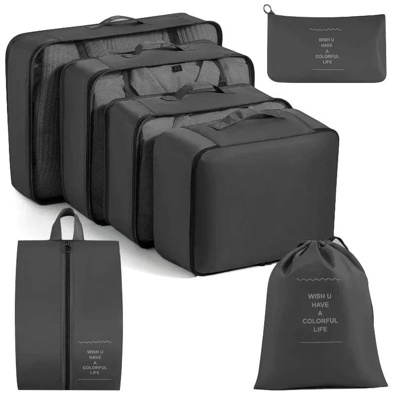 Ensemble de cubes d'emballage et sacs de rangement pour valise : organisation des vêtements, articles de toilette et chaussures 12
