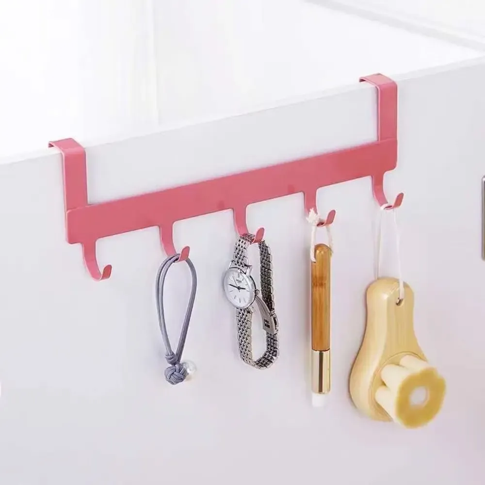 Cintre de rangement à 5 crochets en fer, organisateur de salle de bain sans trace 3