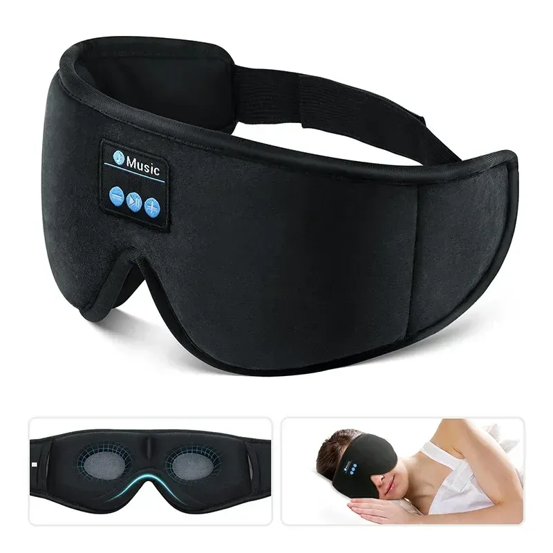 Masque de sommeil 3D Bluetooth 5.0 avec haut-parleurs HD intégrés et lecture de musique, sans fil 2