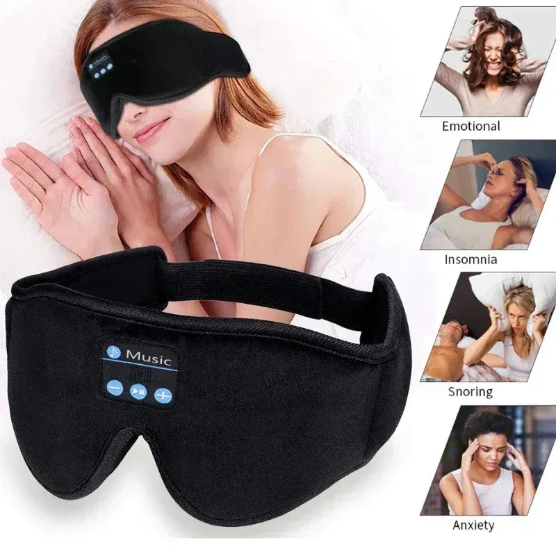 Masque de sommeil 3D Bluetooth 5.0 avec haut-parleurs HD intégrés et lecture de musique, sans fil 6