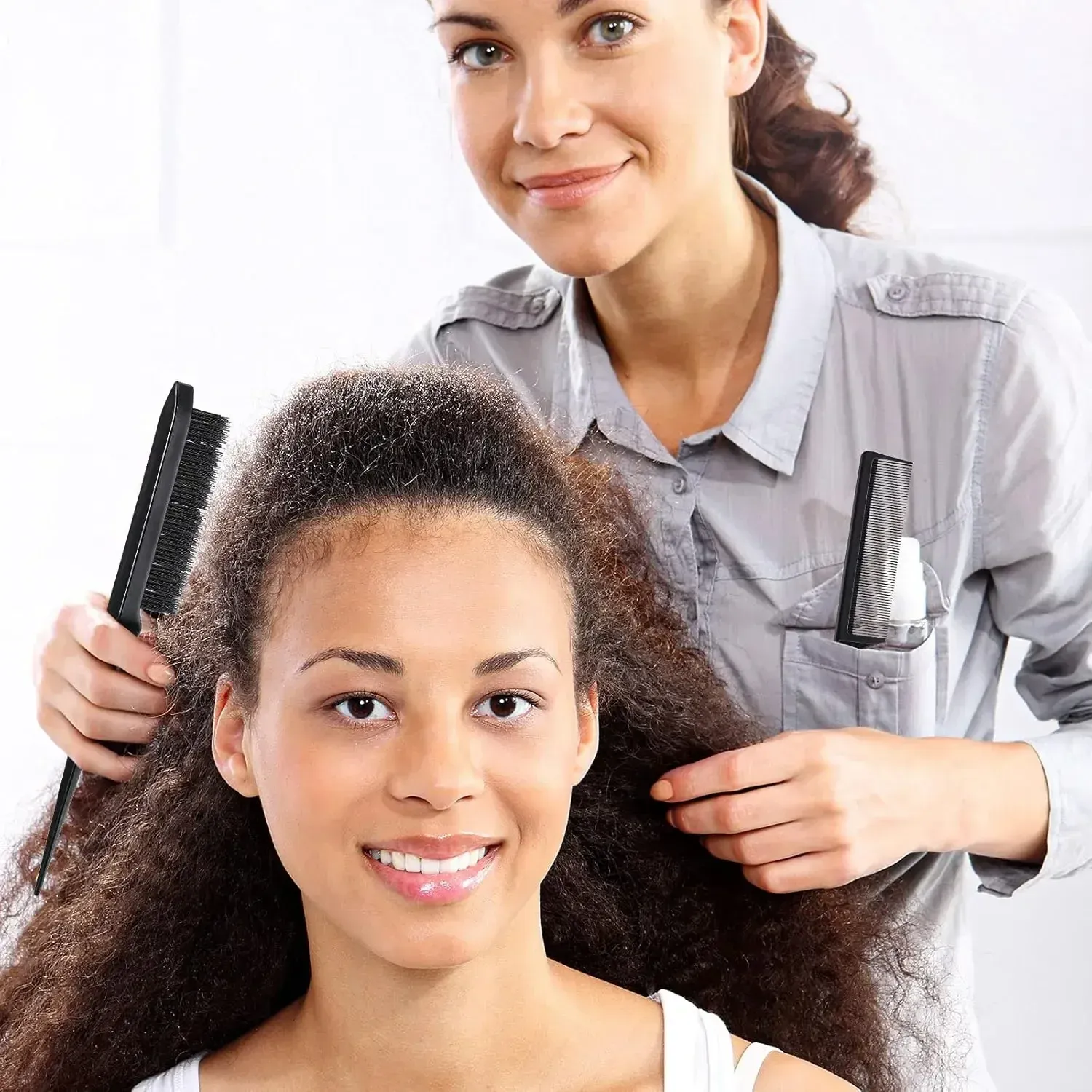 Ensemble de coiffure 5 pièces : brosse coiffante Curl Define, peigne queue de rat incurvé, brosse de finition des contours, pour des résultats de qualité salon 4