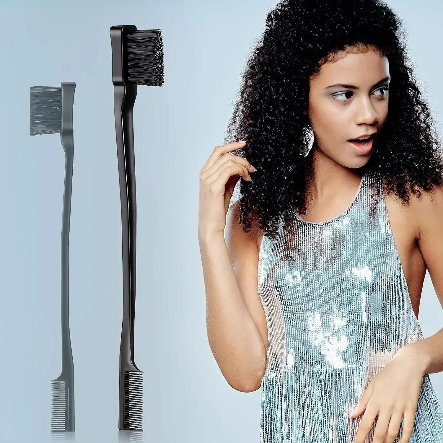 Ensemble de coiffure 5 pièces : brosse coiffante Curl Define, peigne queue de rat incurvé, brosse de finition des contours, pour des résultats de qualité salon 6