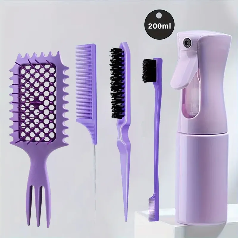 Ensemble de coiffure 5 pièces : brosse coiffante Curl Define, peigne queue de rat incurvé, brosse de finition des contours, pour des résultats de qualité salon 10