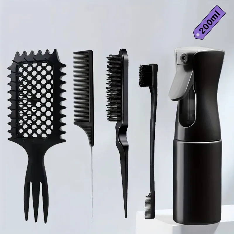 Ensemble de coiffure 5 pièces : brosse coiffante Curl Define, peigne queue de rat incurvé, brosse de finition des contours, pour des résultats de qualité salon 9