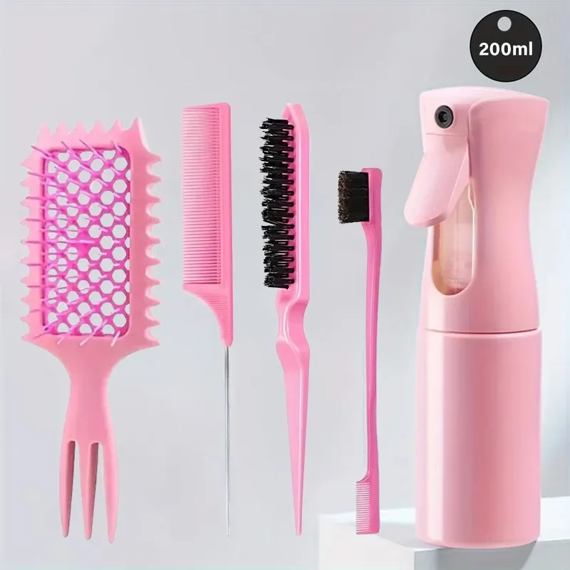 Ensemble de coiffure 5 pièces : brosse coiffante Curl Define, peigne queue de rat incurvé, brosse de finition des contours, pour des résultats de qualité salon 8