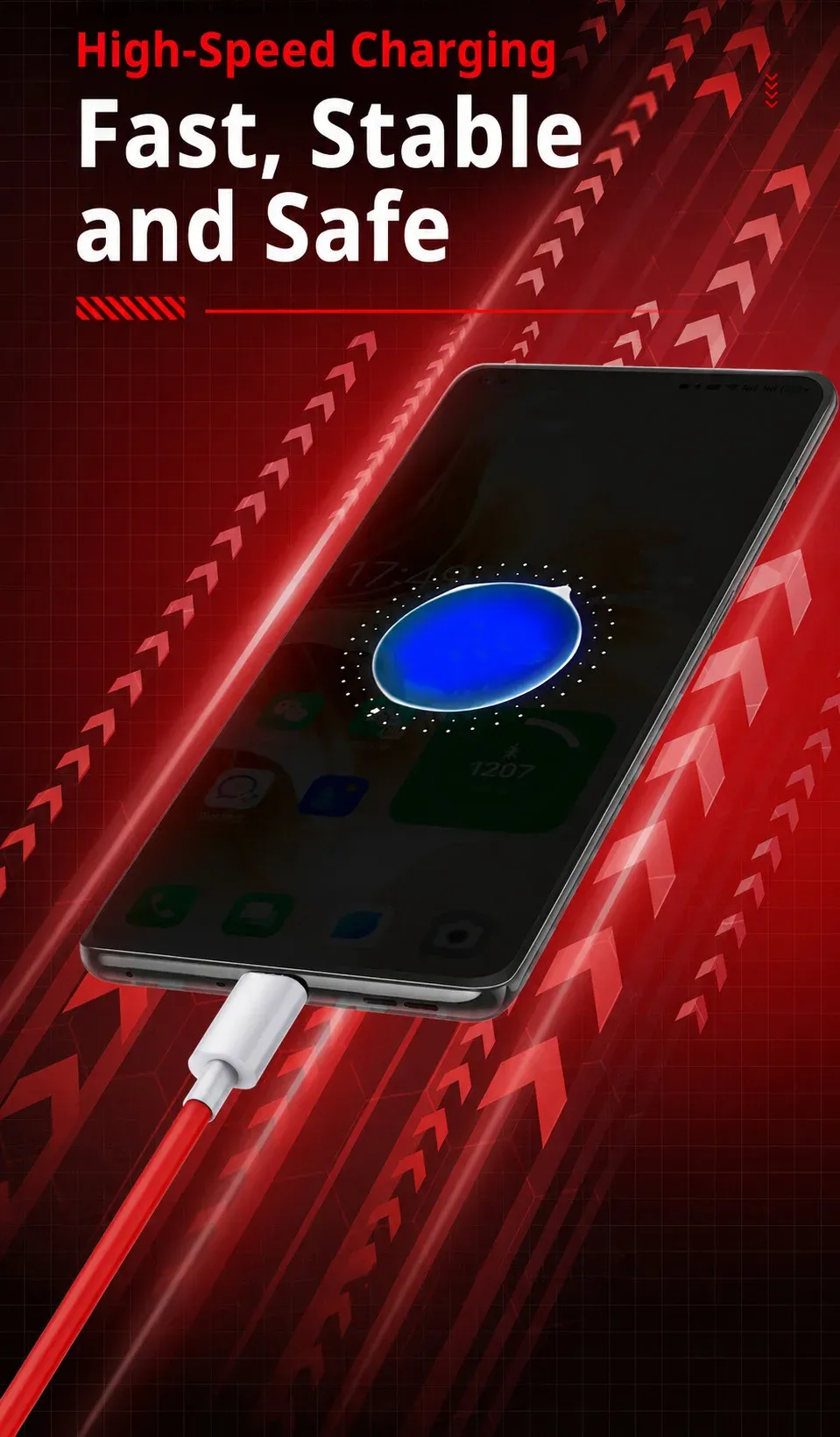 Câble USB-C 65 W à charge rapide, détail de connectique