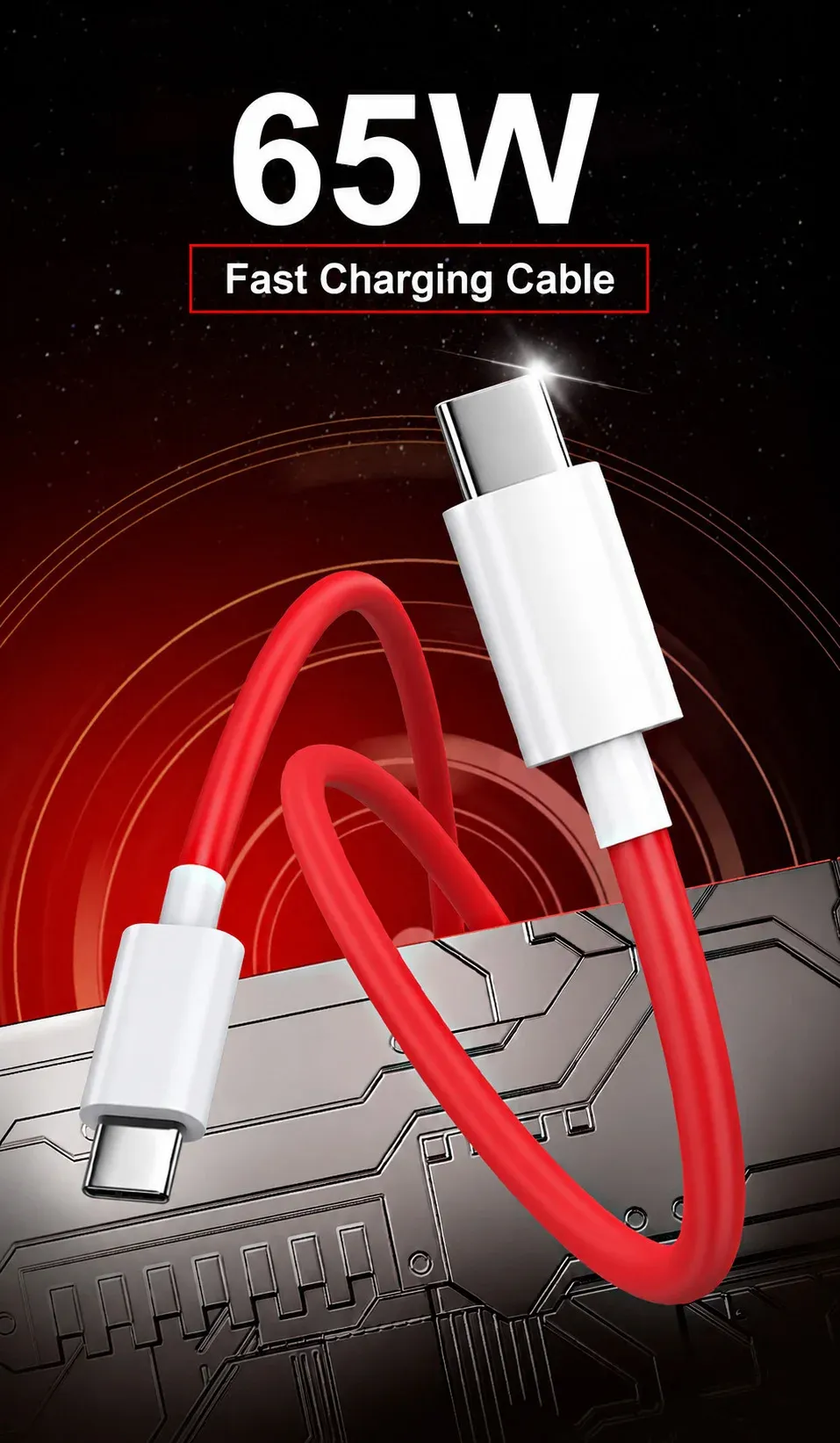Câble USB-C 65 W à charge rapide, vue produit