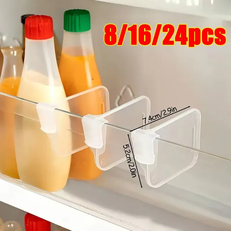 Organiseur de réfrigérateur transparent et robuste, 8, 16 ou 24 pièces, avec séparateurs réglables - Image 1