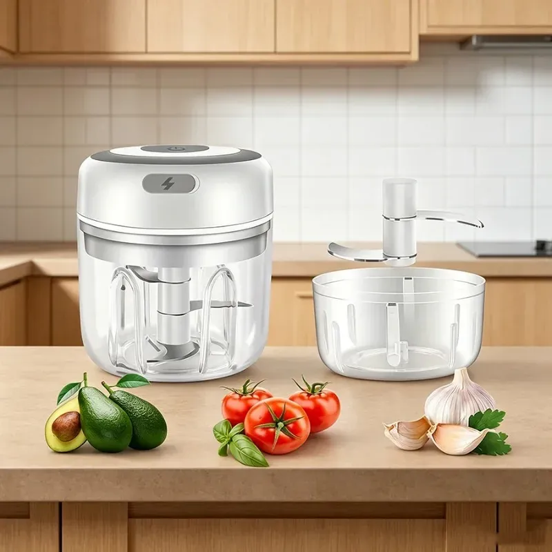 Mini Hachoir Électrique USB Portable pour Ail, Viande et Légumes