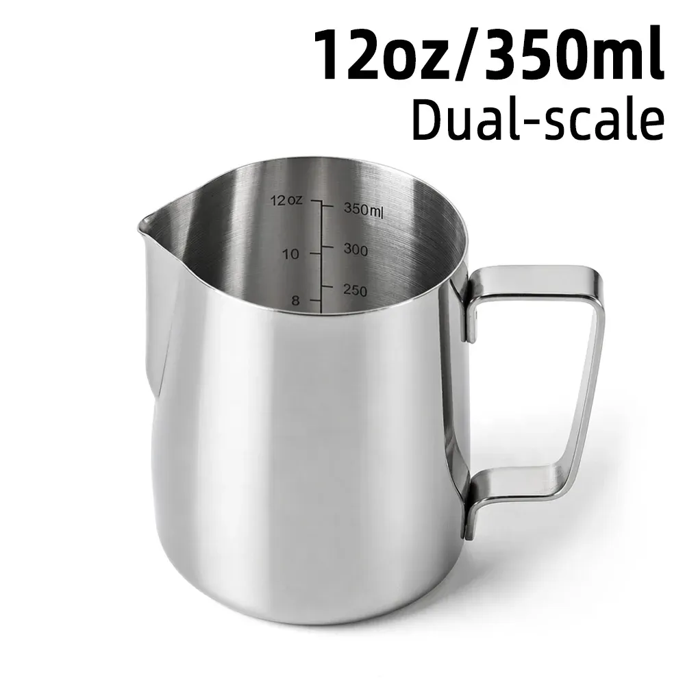 Pichet à lait mousseux en acier inoxydable pour latte art, avec broc doseur, outil de barista pour espresso 8