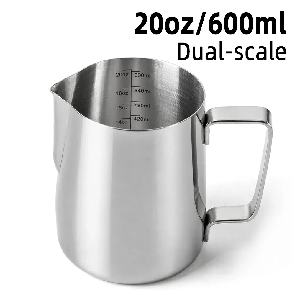 Pichet à lait mousseux en acier inoxydable pour latte art, avec broc doseur, outil de barista pour espresso 7