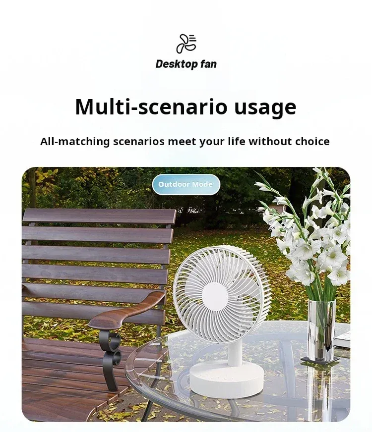 Ventilateur de bureau portable, usage en extérieur