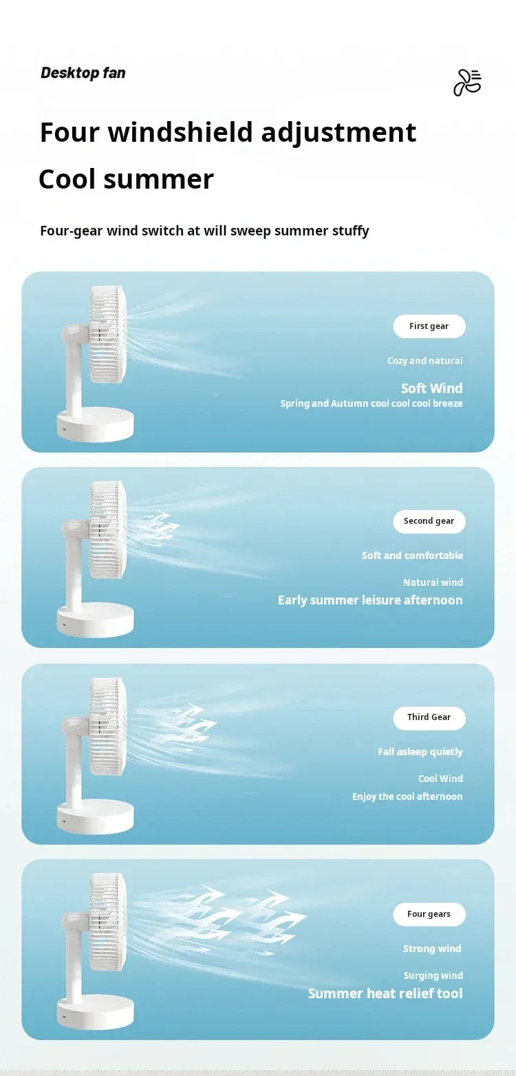 Ventilateur de bureau portable, usage nomade