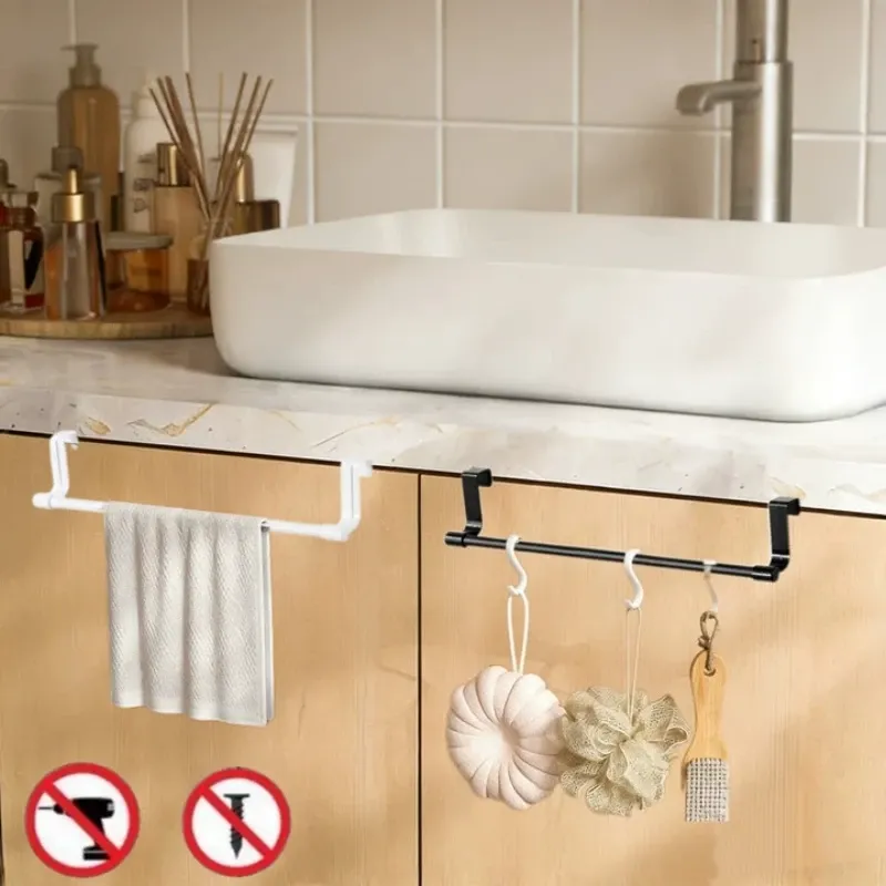 Porte-serviettes pour porte d'armoire de cuisine 23/36 cm, support suspendu sans perçage pour salle de bain, organisateur domestique - Image 1