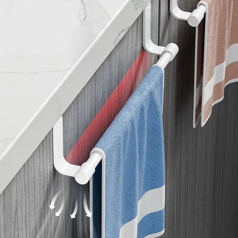 Porte-serviettes pour porte d'armoire de cuisine 23/36 cm, support suspendu sans perçage pour salle de bain, organisateur domestique 6