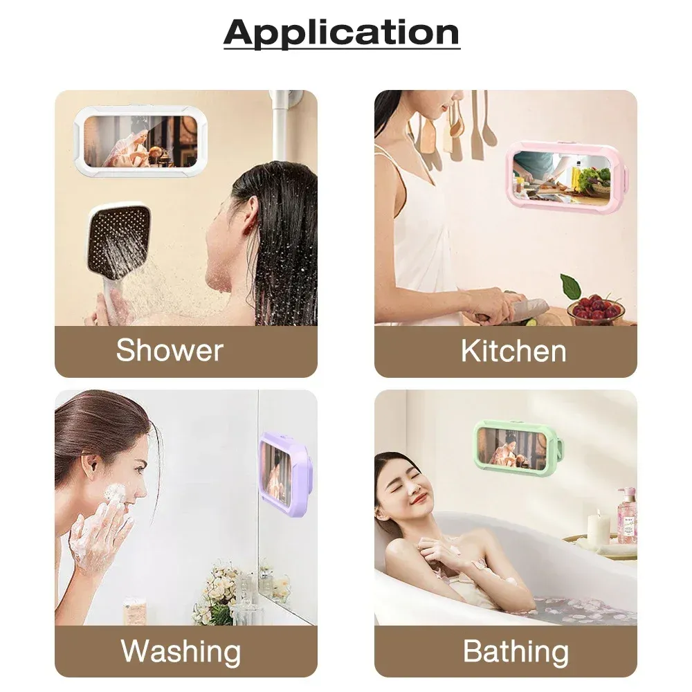 Support de téléphone de douche étanche, à angle de rotation réglable, support mural télescopique pour salle de bain et cuisine 3