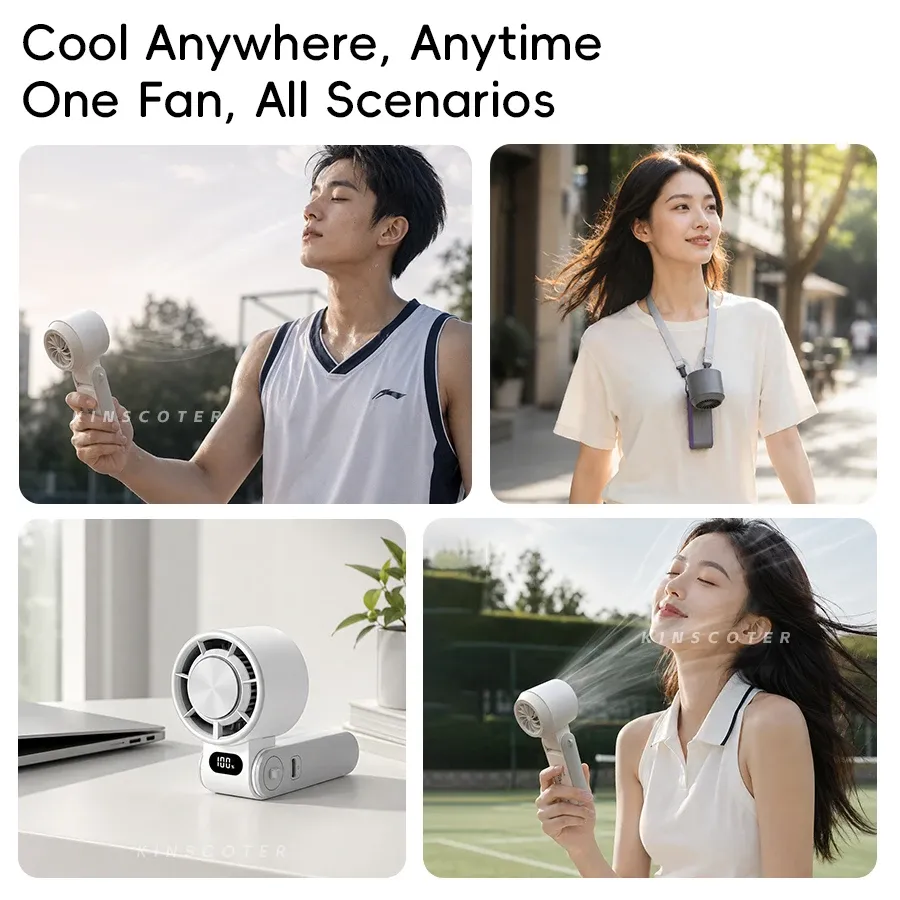 Ventilateur portatif rechargeable 3600mAh à grande vitesse, pliable, avec 100 niveaux de vitesse réglables 5